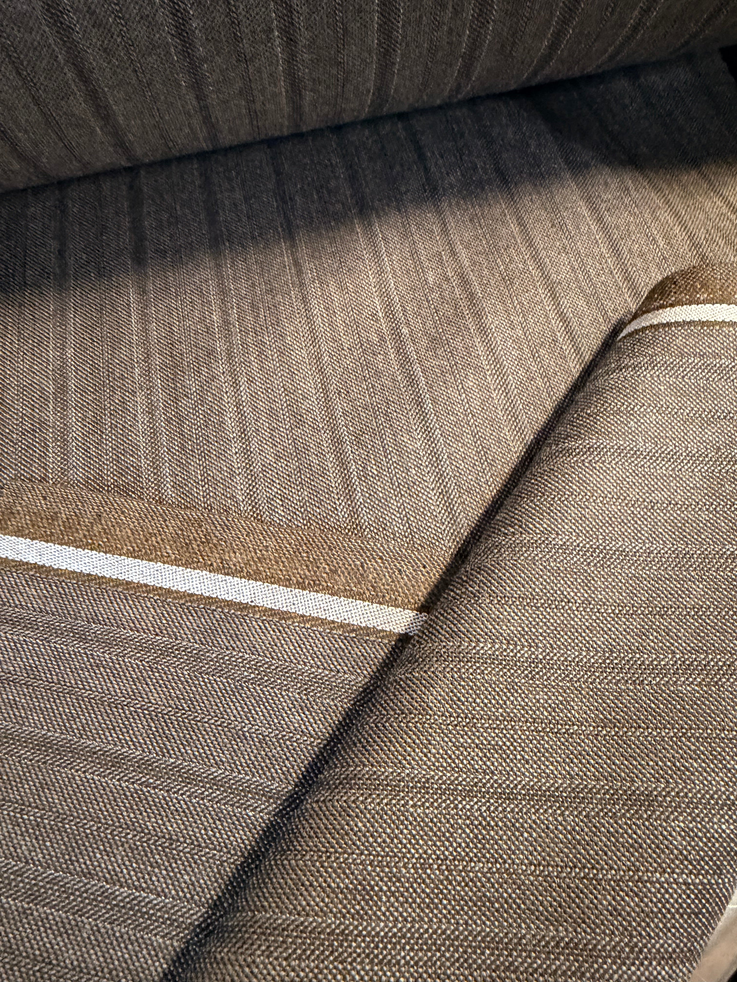 Heavy Brown Herringbone Stripe 100% Wool Worsted Fabric, Made in England, 150cm Wide M2151
