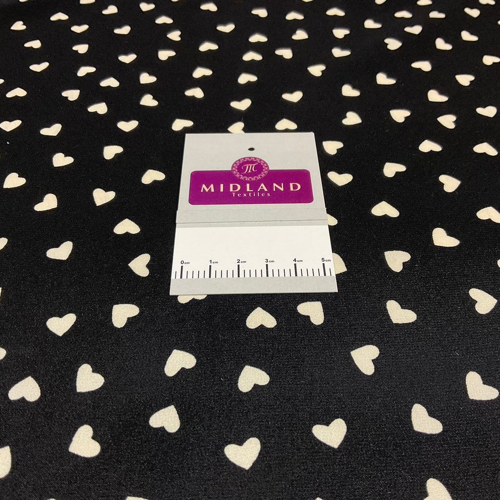 Black & White Heart SHaped polka-dot Dress Fabric 100% Polyester Satin 145cm width M1400-42