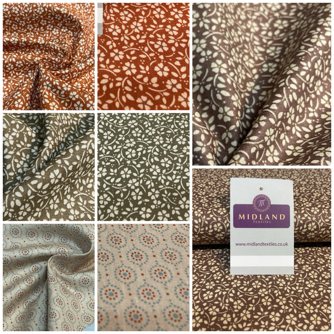 Flowers dot printed cotton poplin dress Fabric M1818