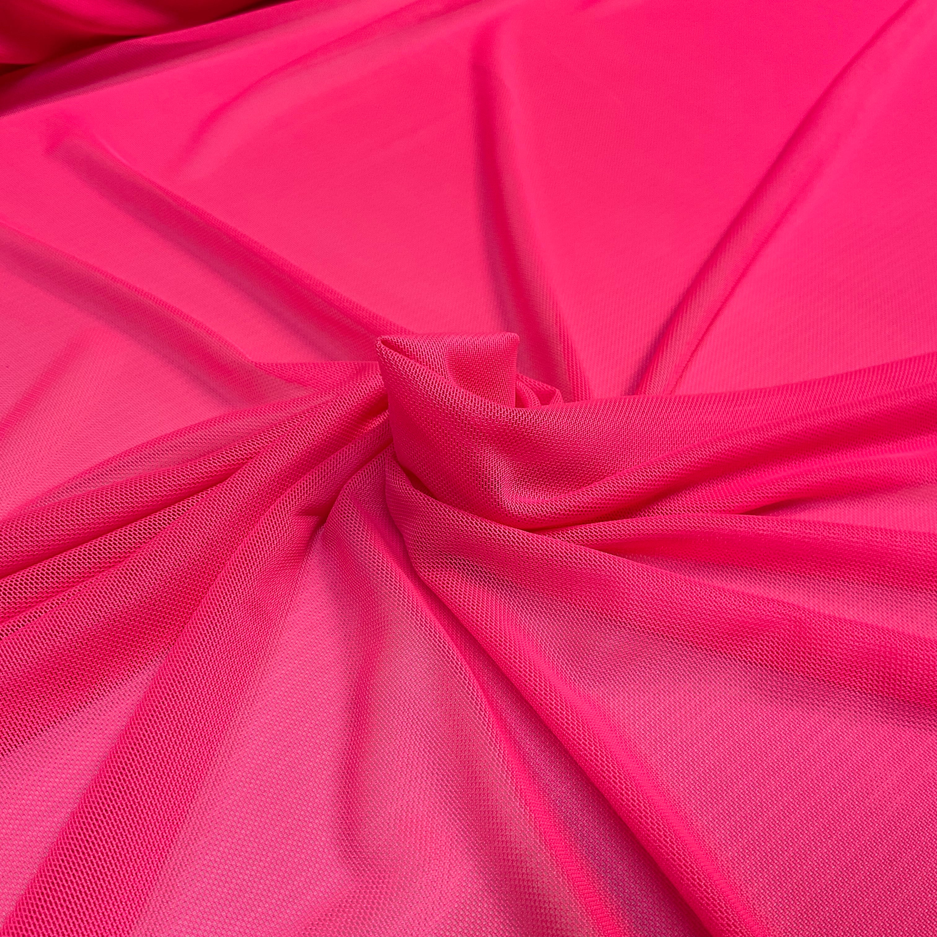 Neon Pink Power Mesh Fabric – 4 Way Stretch – 147cm Wide – £5.99 per metre