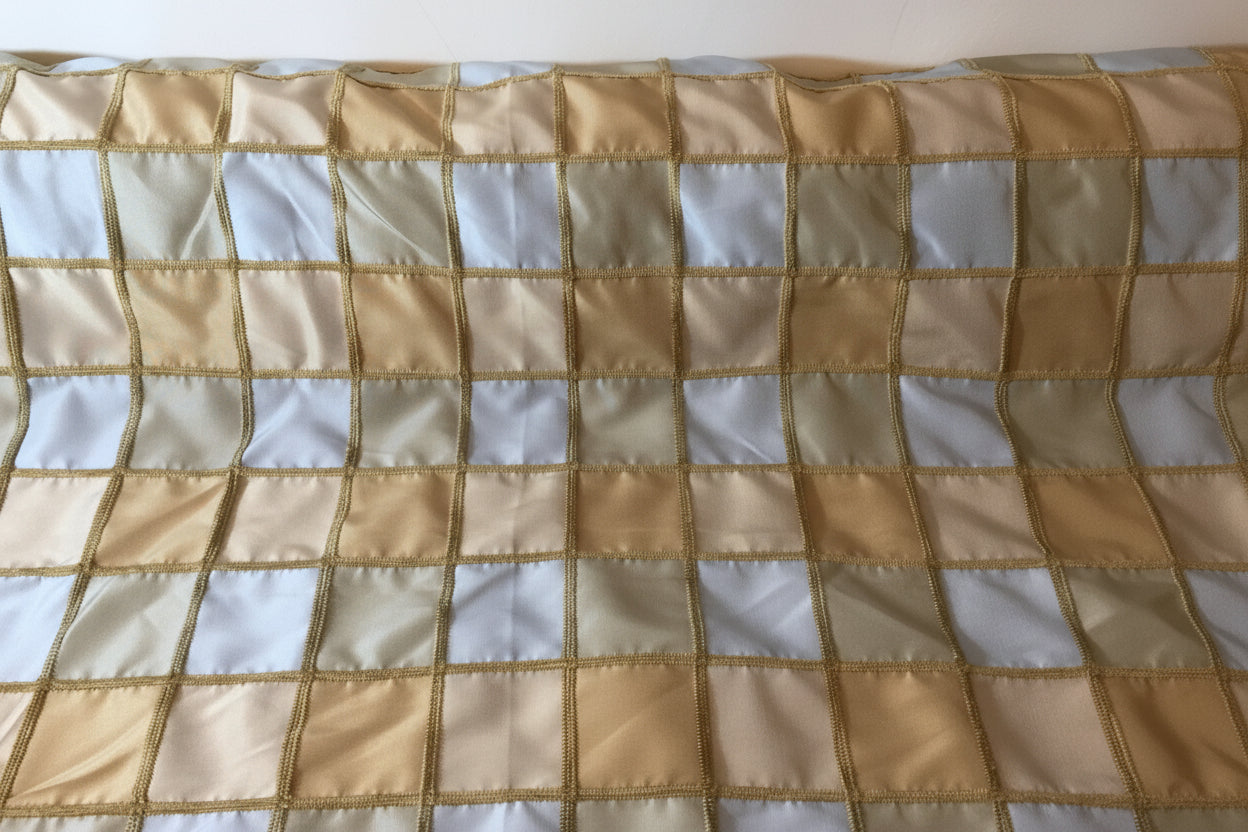 Blue & Gold Patchwork Taffeta with Gold Corded Thread M85