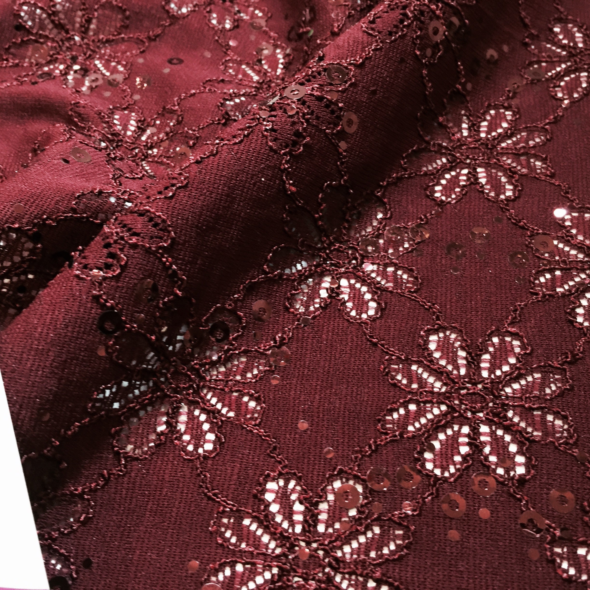 Luxury Embroidered Stretch Lace Fabric with Sequins 58' M72