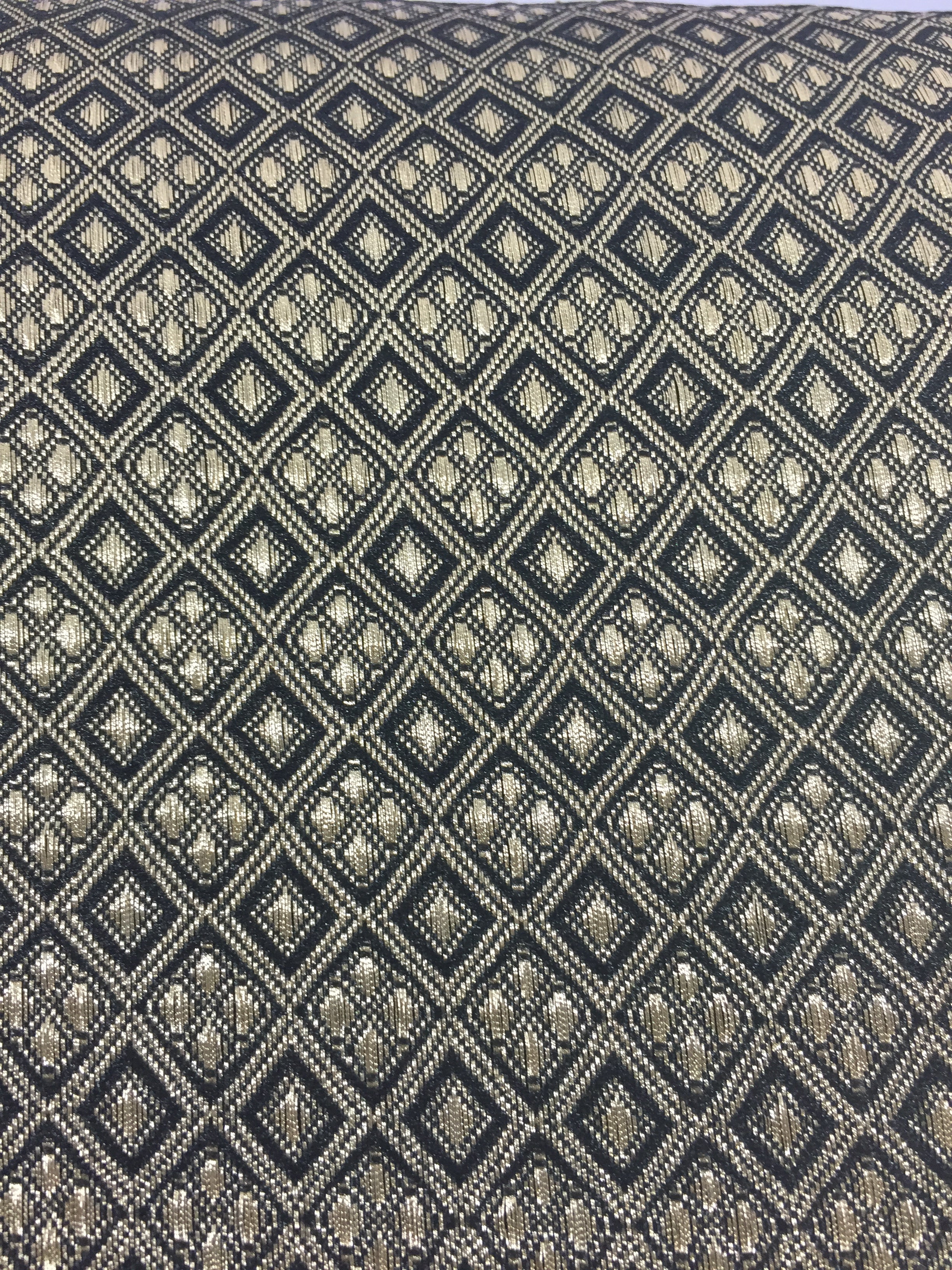 Gold & Black Geometric Diamond Tribal Aztec Banarsi Brocade 45' M376