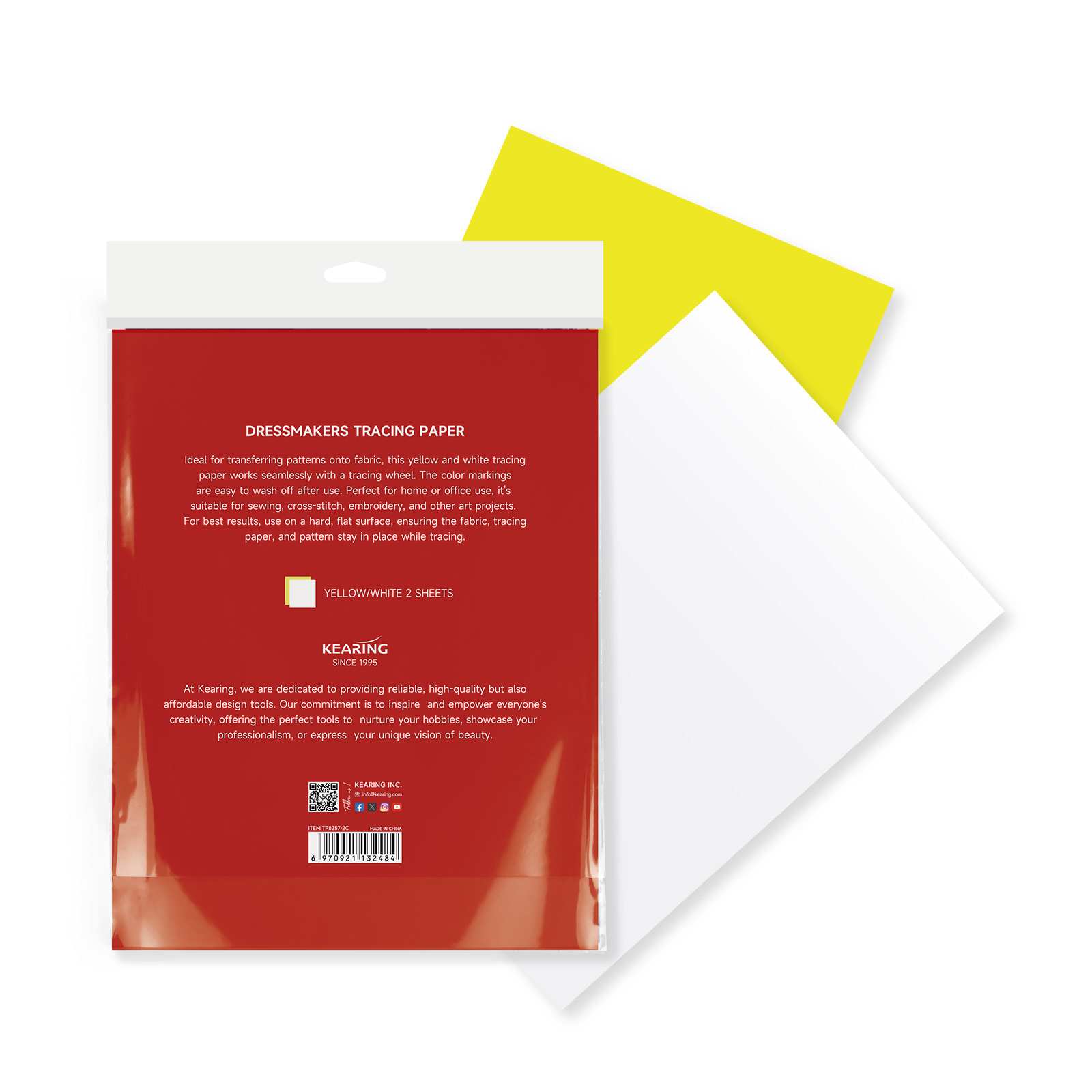 Kearing Fabric Dressmakers Tracing Paper Yellow/White M2002