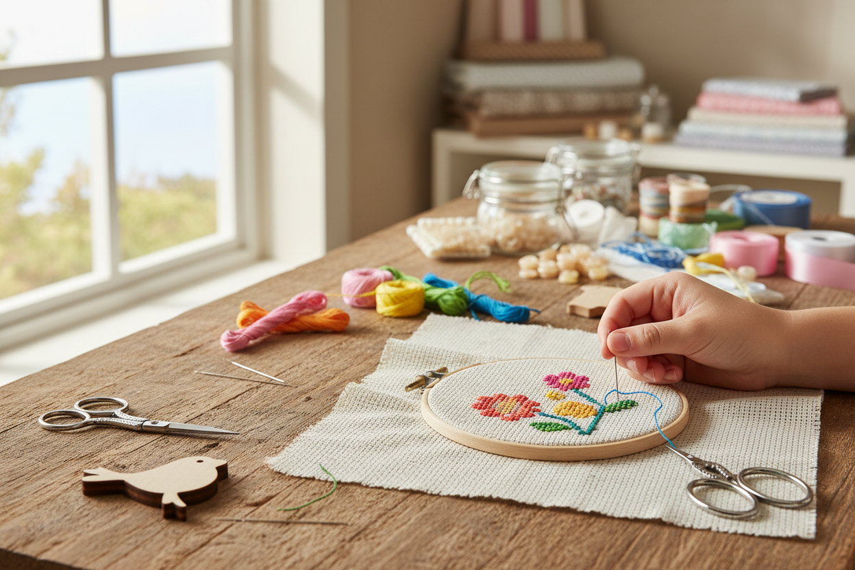 Binca Cross Stitch Fabric Lifestyle Scene