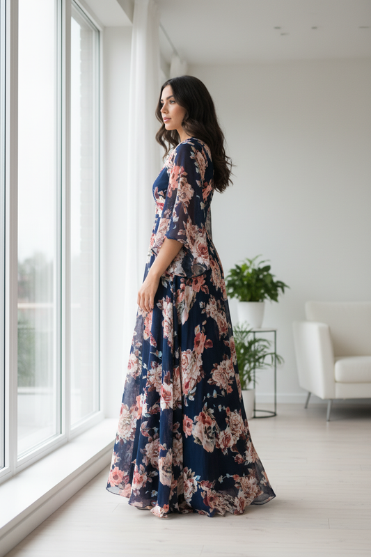 Floral Roses Crinkle Chiffon Lifestyle