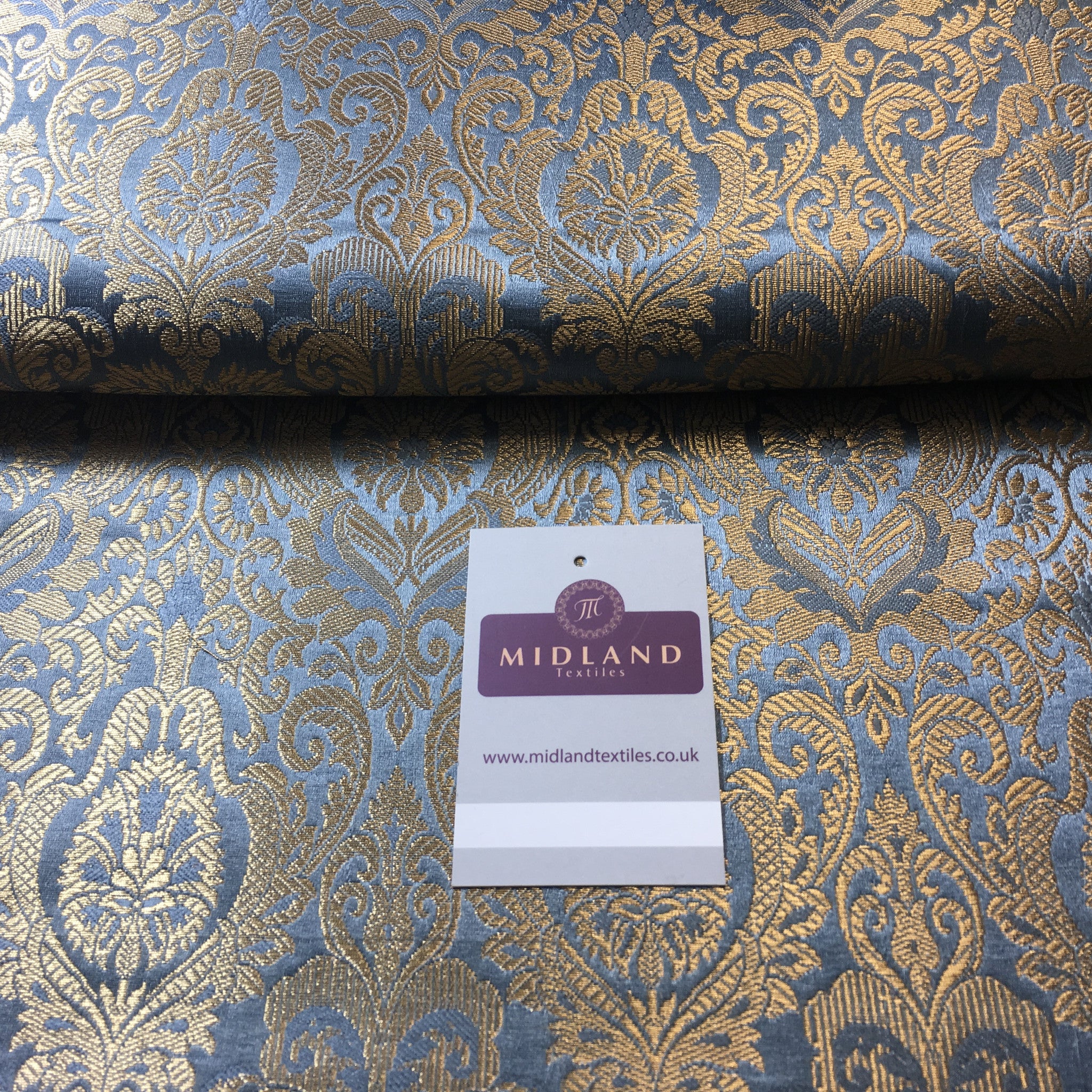 Indian Floral Ornamental Faux Silk Banarsi Brocade fabric 44' Wide M649 - Midland Textiles & Fabric