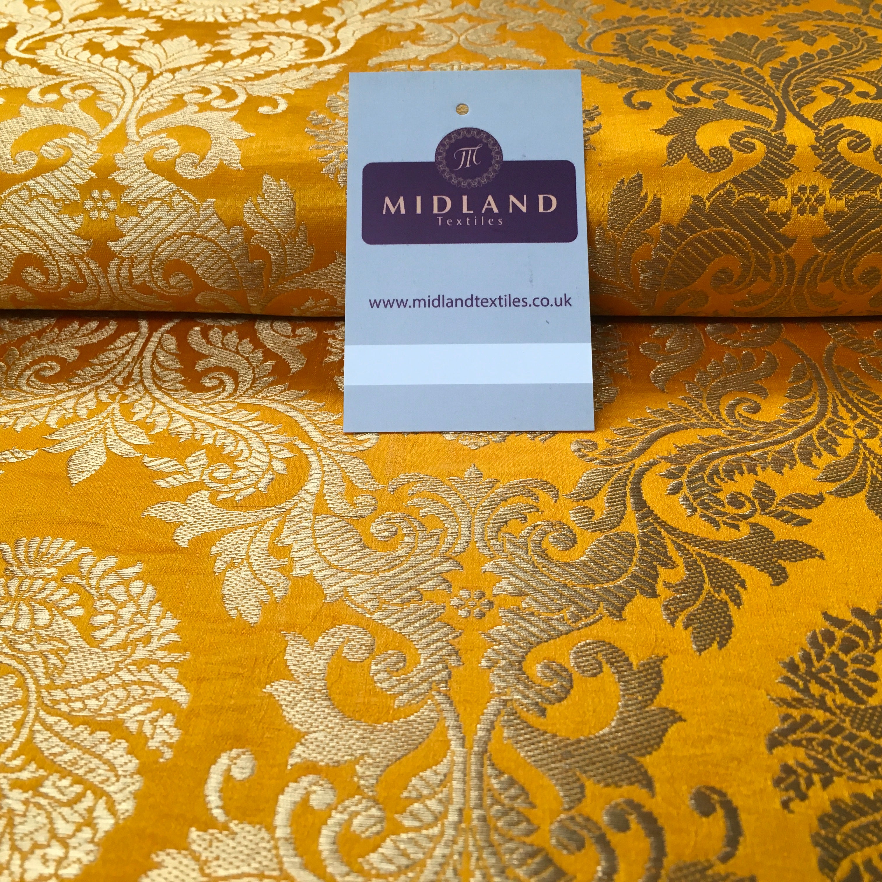 Gold Metallic Ornamental Indian Faux Silk Banarsi brocade Fabric 44' Wide M807