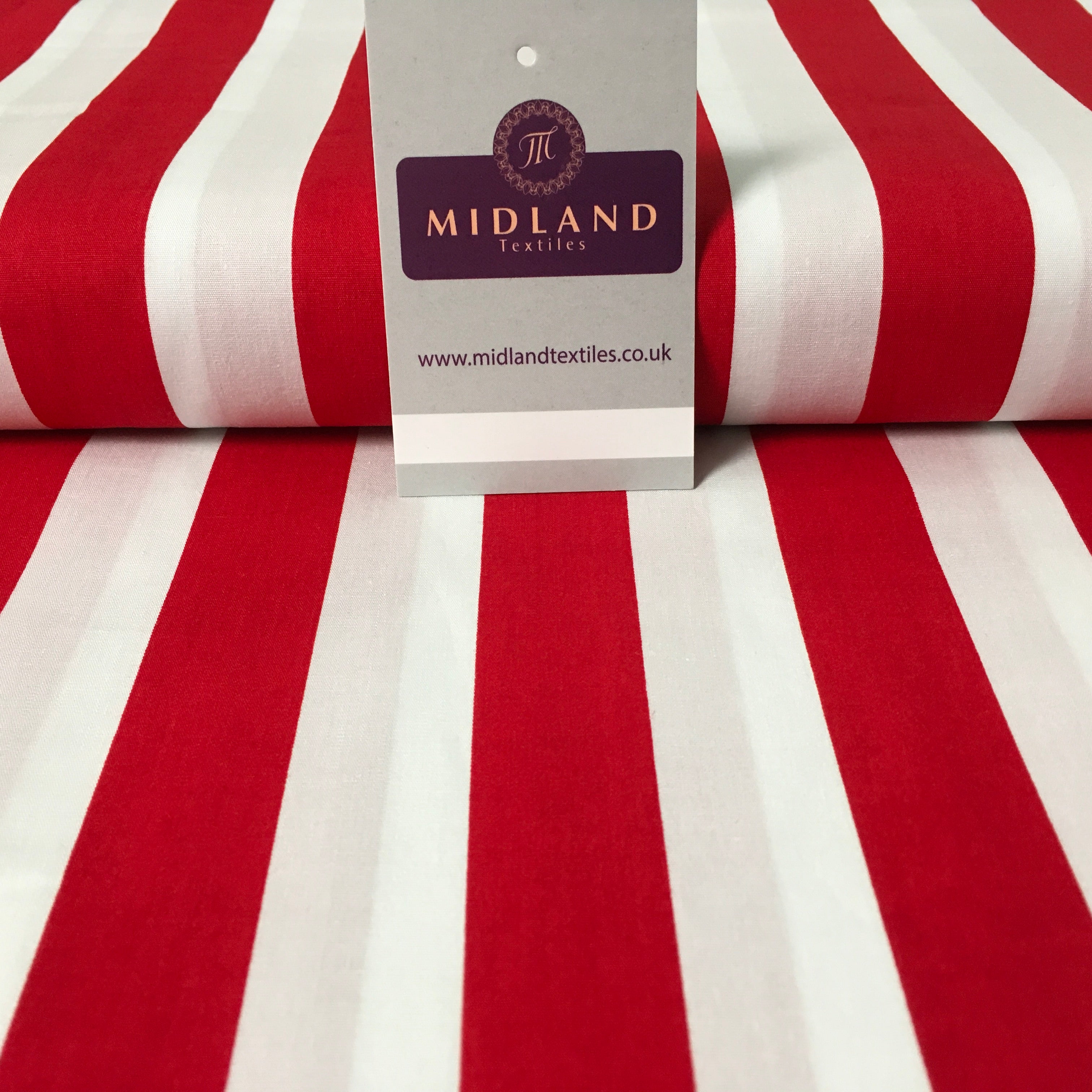 2.5cm Candy Stripped Cotton Poplin shirting, dress Fabric 44' wide MK898 Mtex