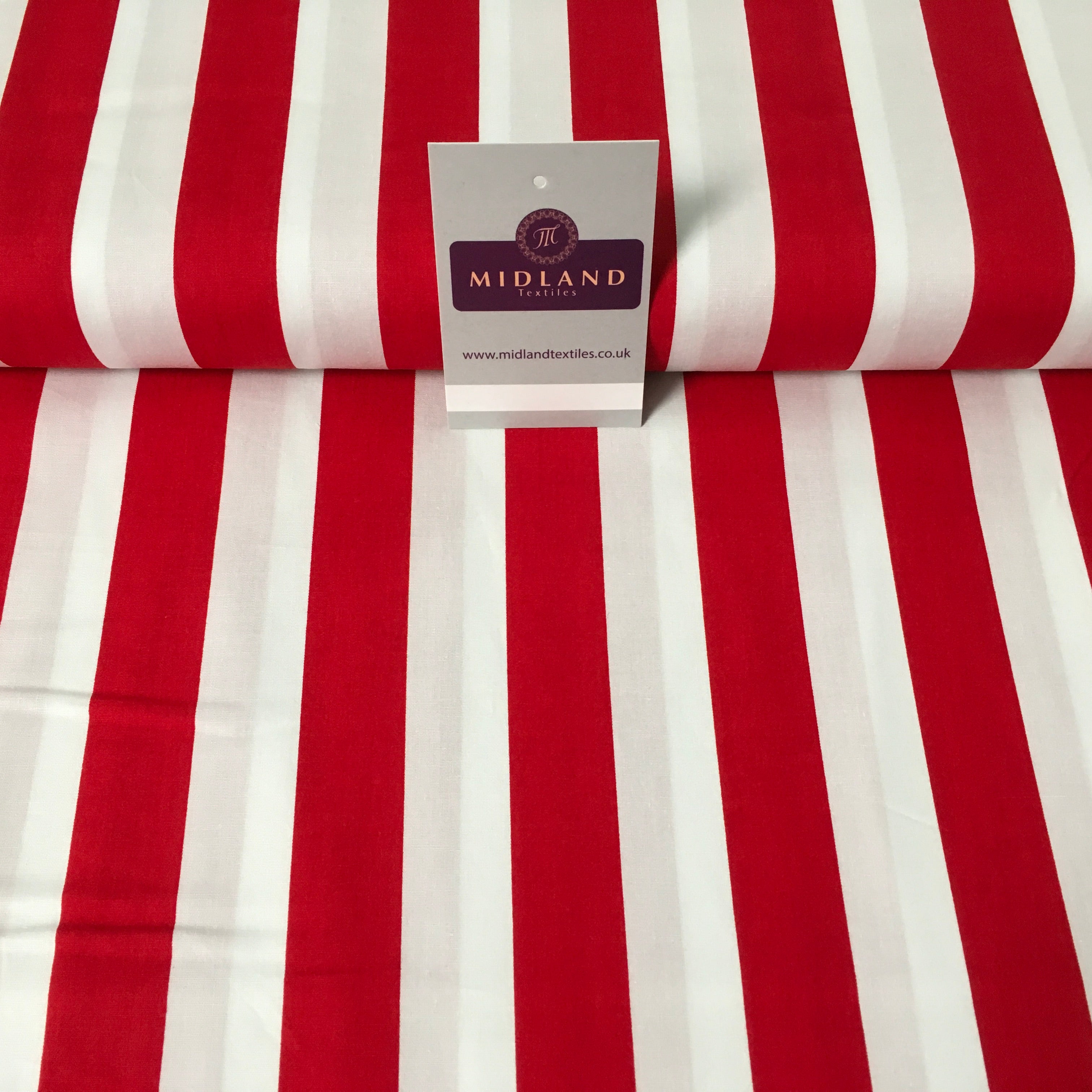 2.5cm Candy Stripped Cotton Poplin shirting, dress Fabric 44' wide MK898 Mtex