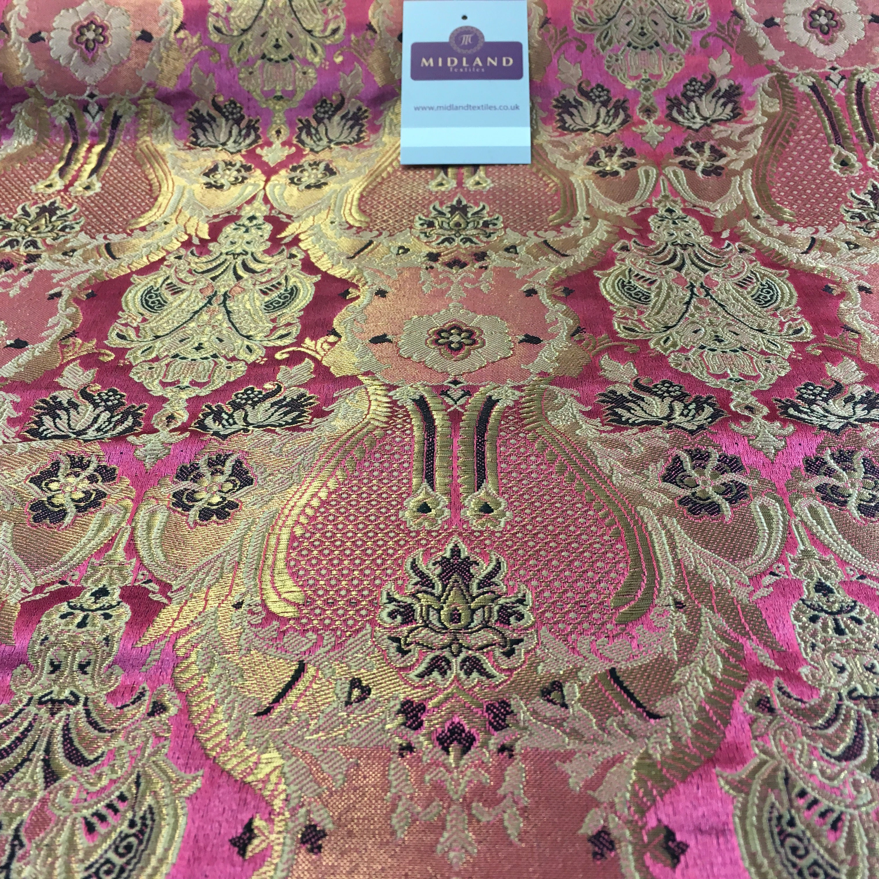 Indian Banarsi Gold Metallic Ornamental floral brocade fabric M373 Mtex 40' wide