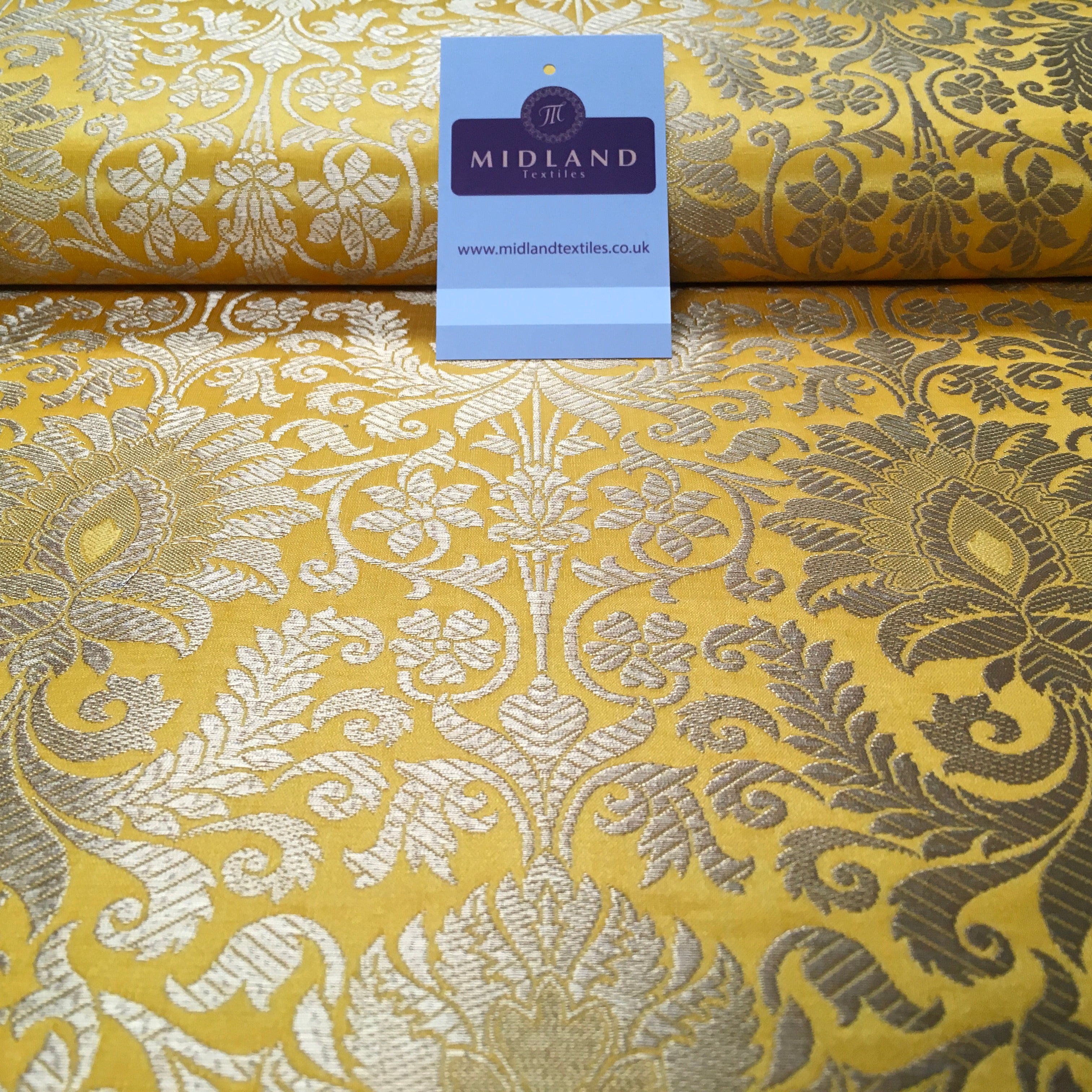 Gold Metallic Ornamental Indian Faux Silk Banarsi brocade Fabric 44' Wide M807