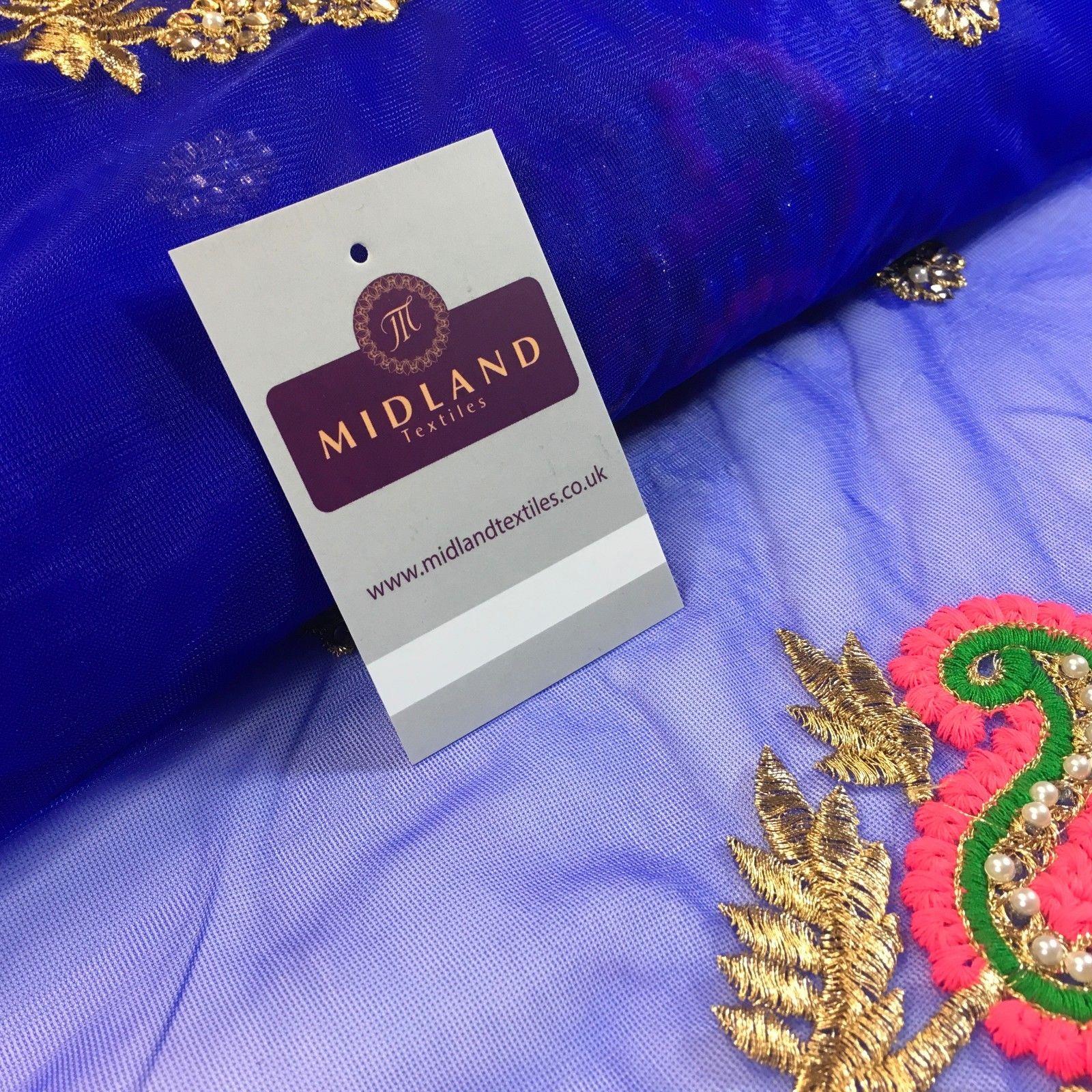Indian Paisley flower embroidered tulle net fabric dress fabric 44' M763 Mtex - Midland Textiles & Fabric