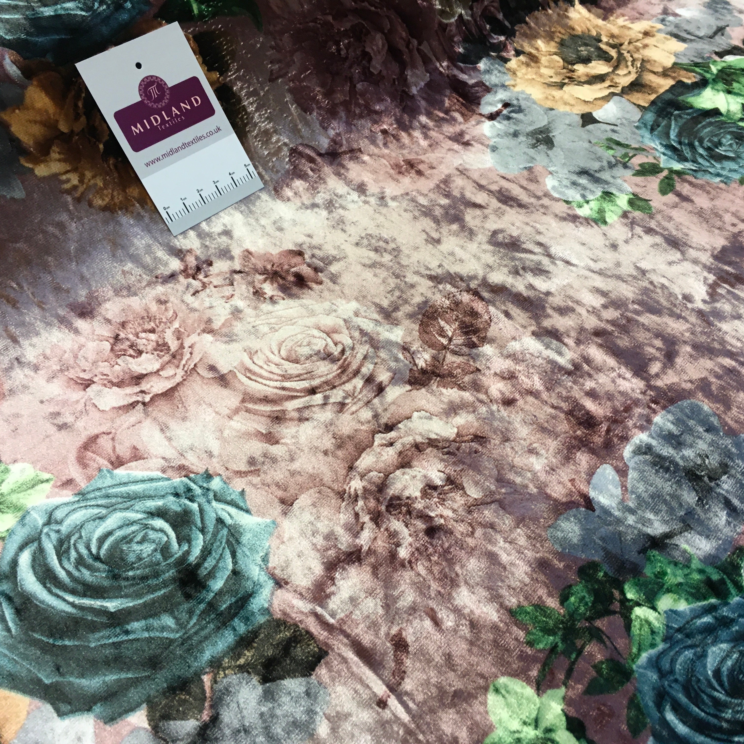 Vintage Floral Velvet Velour Stretch Printed dress fabric MA1430 Mtex