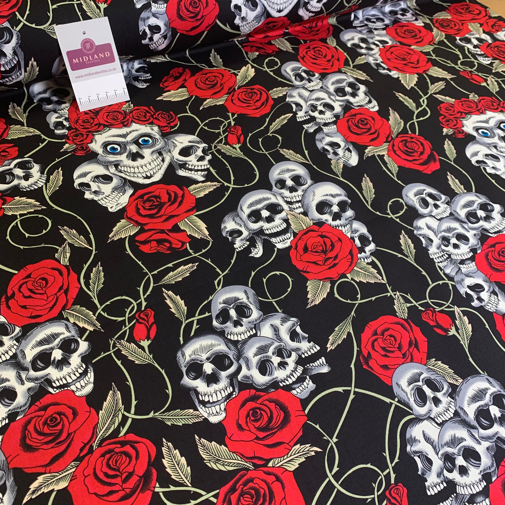 Halloween Skull and roses printed 100% cotton poplin craft mask Fabric MD1399 Mtex