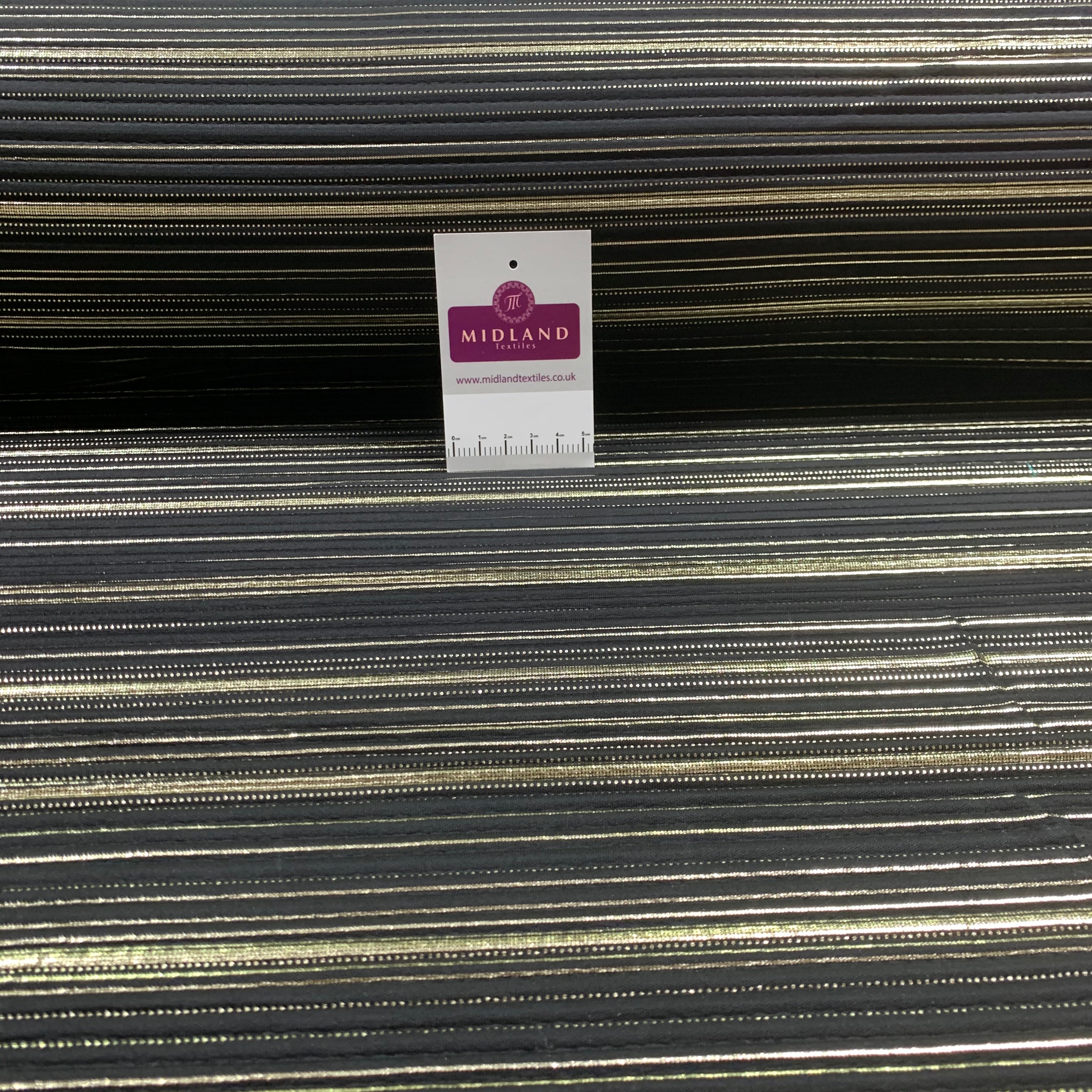 Black with Gold Foil pleated palazzo trouser fabric M1403 Mtex