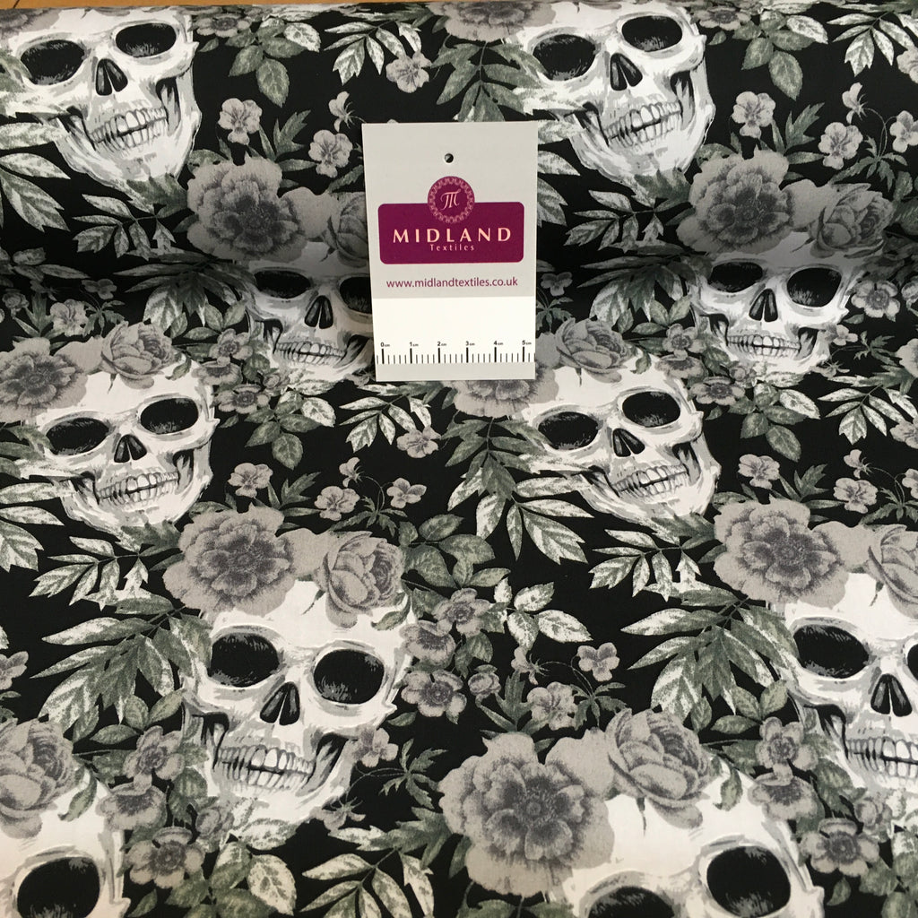 Halloween Skull and roses printed 100% cotton poplin craft mask Fabric 110 cm MD1395 Mtex