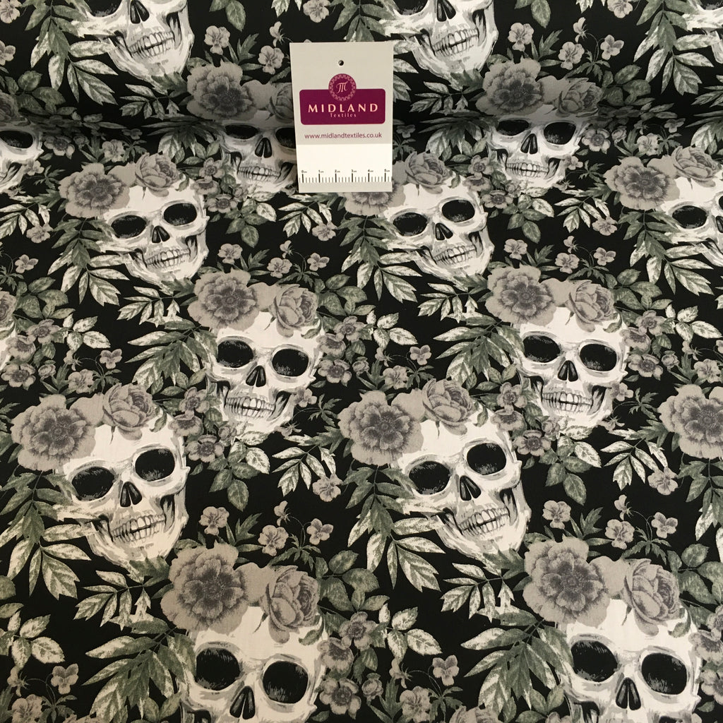 Halloween Skull and roses printed 100% cotton poplin craft mask Fabric 110 cm MD1395 Mtex