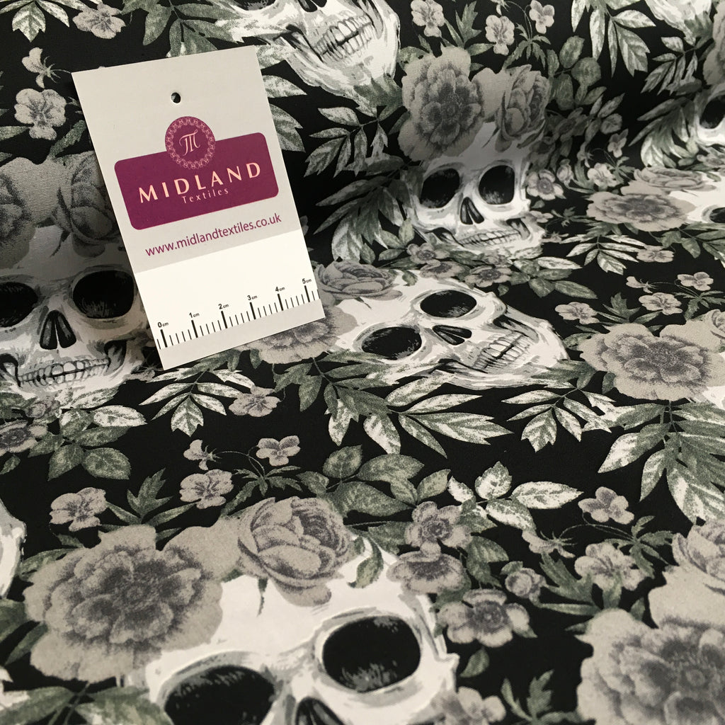 Halloween Skull and roses printed 100% cotton poplin craft mask Fabric 110 cm MD1395 Mtex