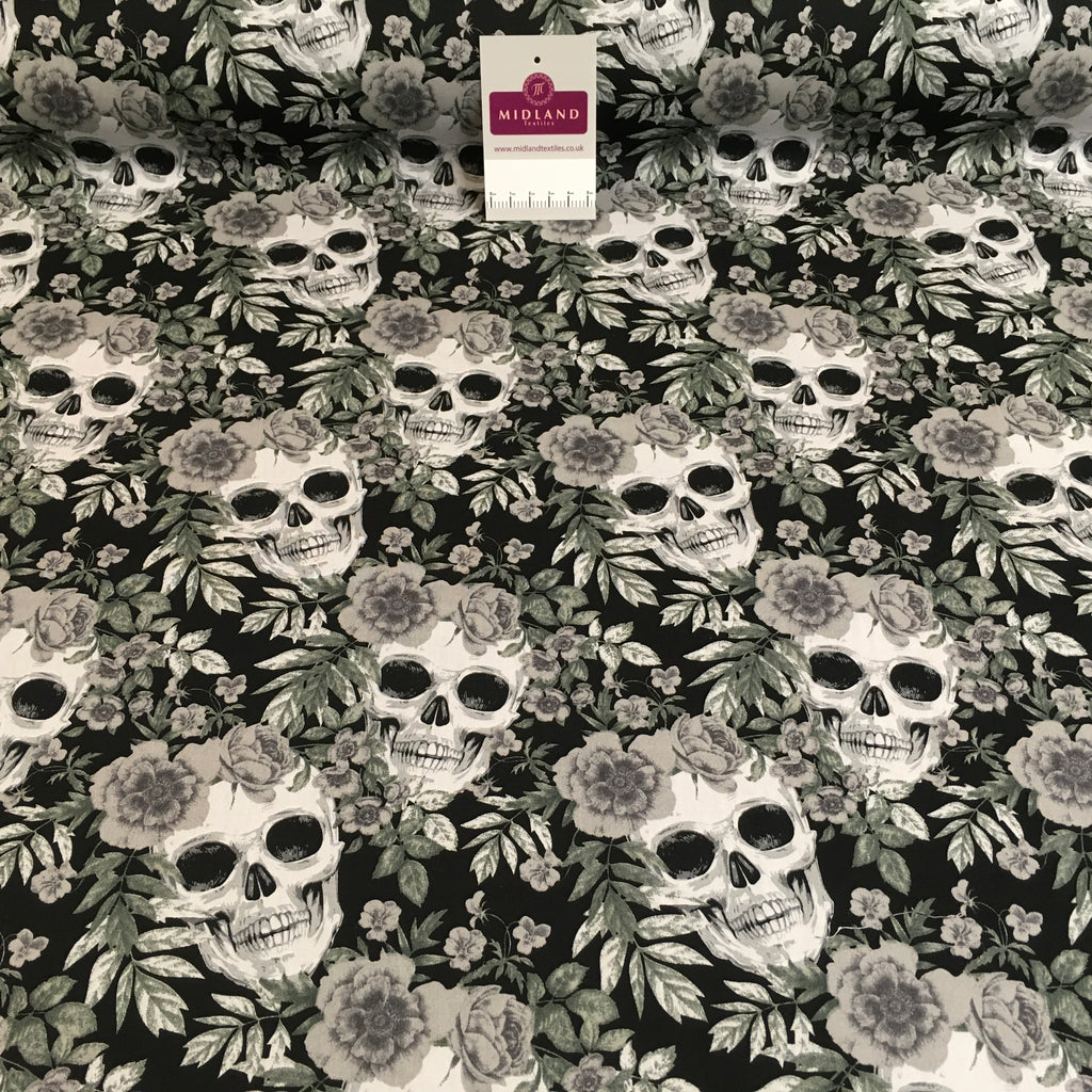 Halloween Skull and roses printed 100% cotton poplin craft mask Fabric 110 cm MD1395 Mtex