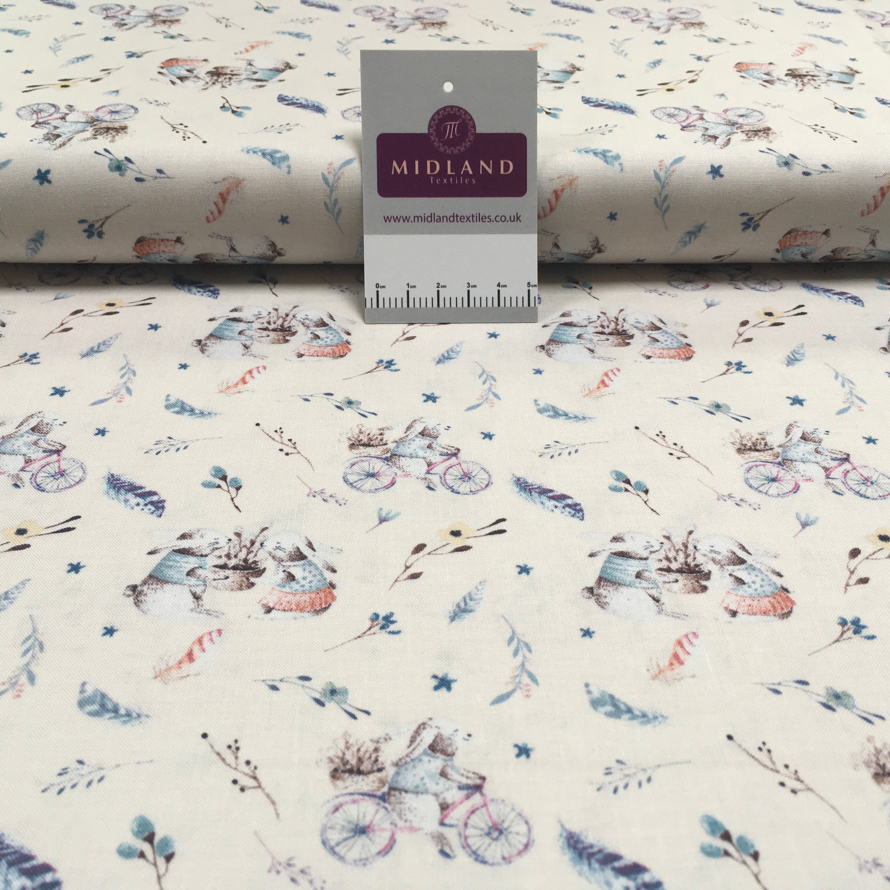 Bicycle bunny printed Korean 100% cotton Patchwork craft mask Fabric MD1418 Mtex