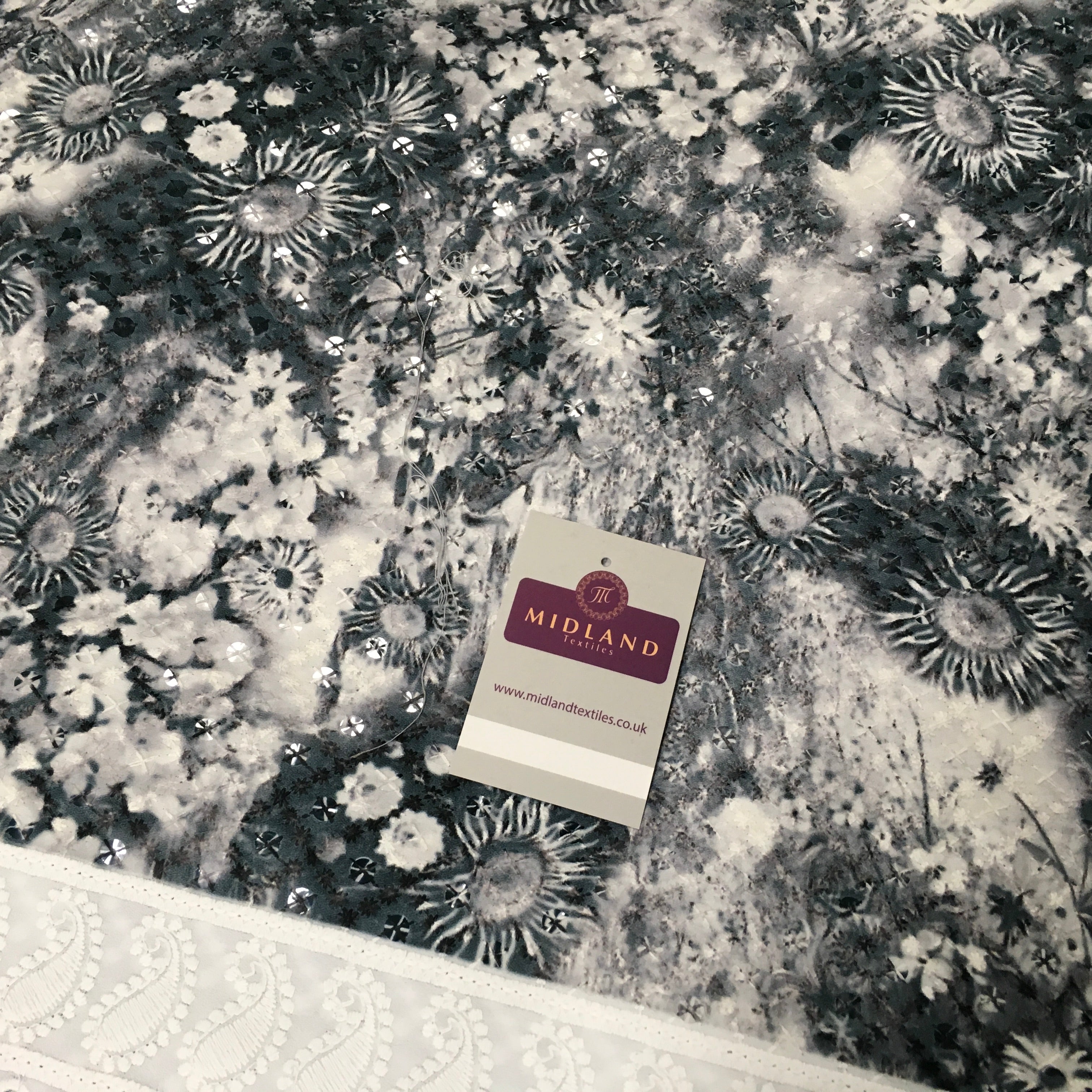 Digital Printed Cotton Border with Sequin Fabric 55' Wide MQ995 Mtex