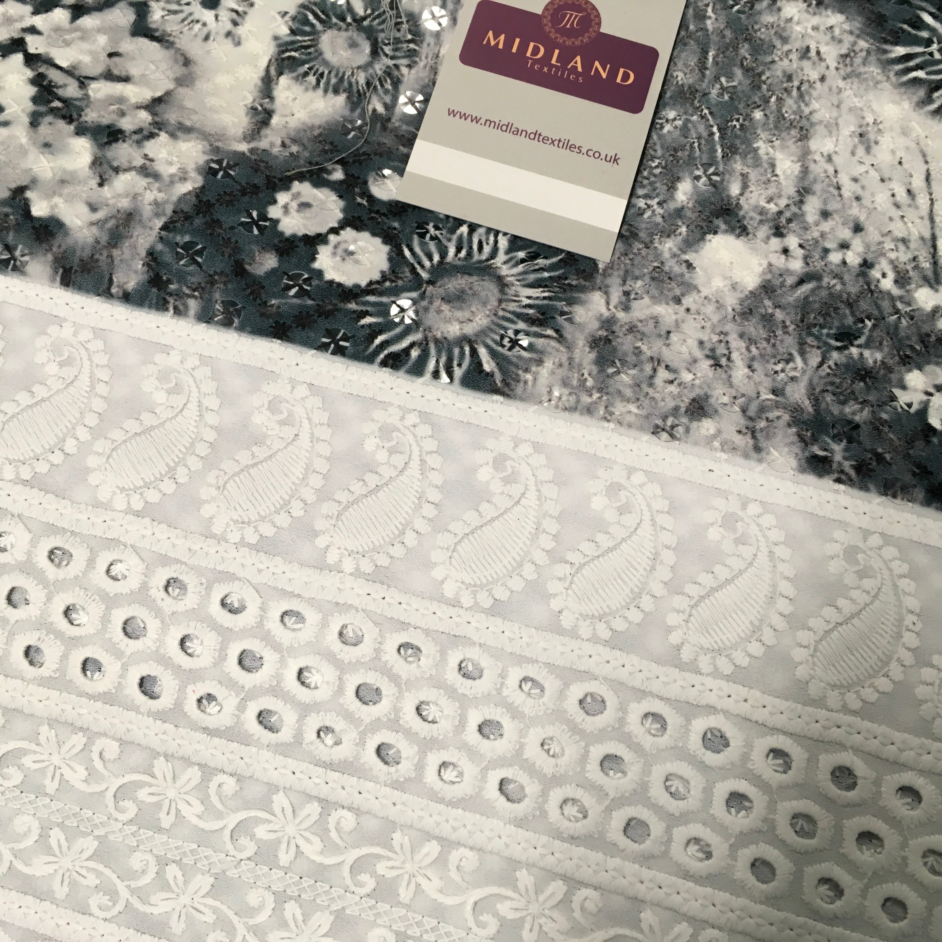 Digital Printed Cotton Border with Sequin Fabric 55' Wide MQ995 Mtex