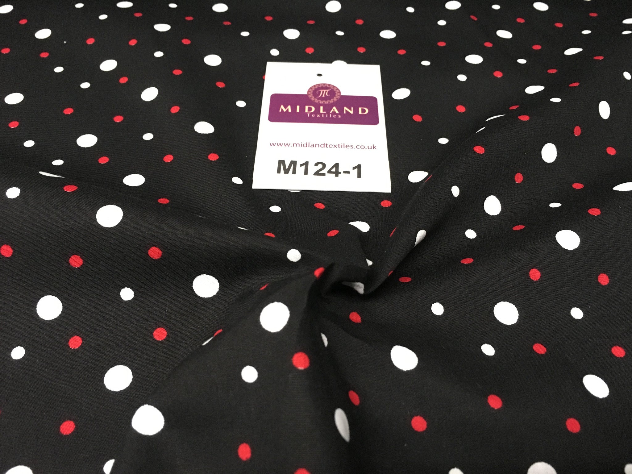 Multi coloured Polka Dot & Spot 100% Cotton Poplin Fabric 58' Wide M124 - Midland Textiles & Fabric