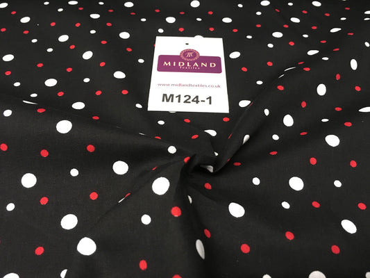 Multi coloured Polka Dot & Spot 100% Cotton Poplin Fabric 58" Wide M124 - Midland Textiles & Fabric