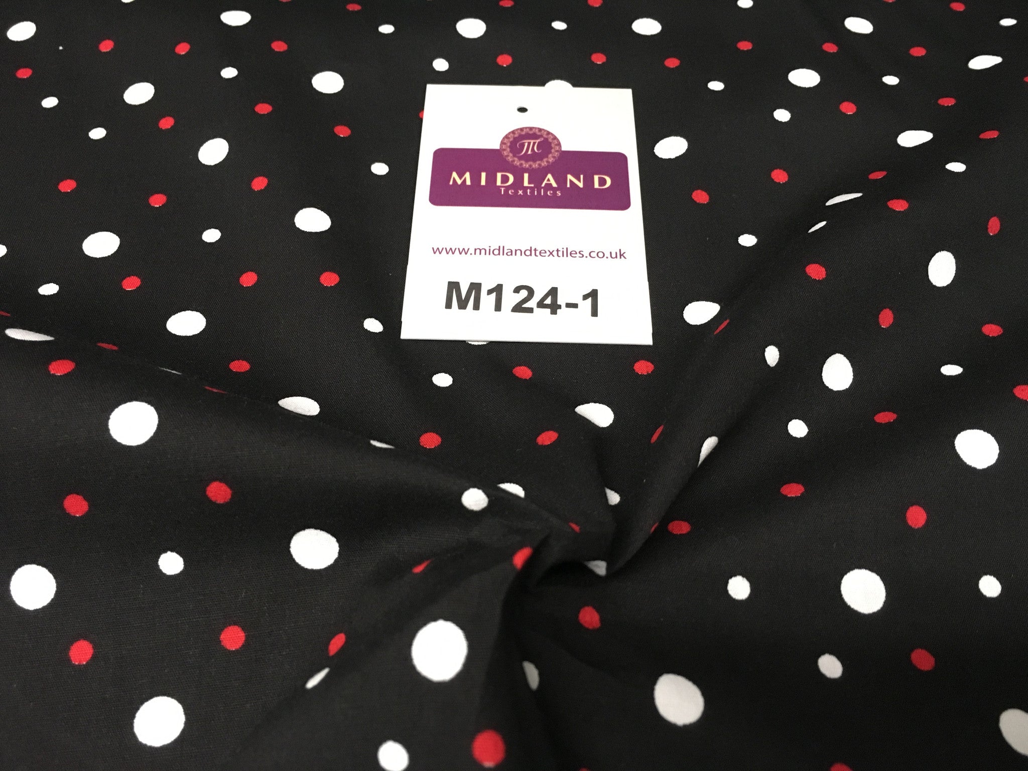 Multi coloured Polka Dot & Spot 100% Cotton Poplin Fabric 58' Wide M124 - Midland Textiles & Fabric