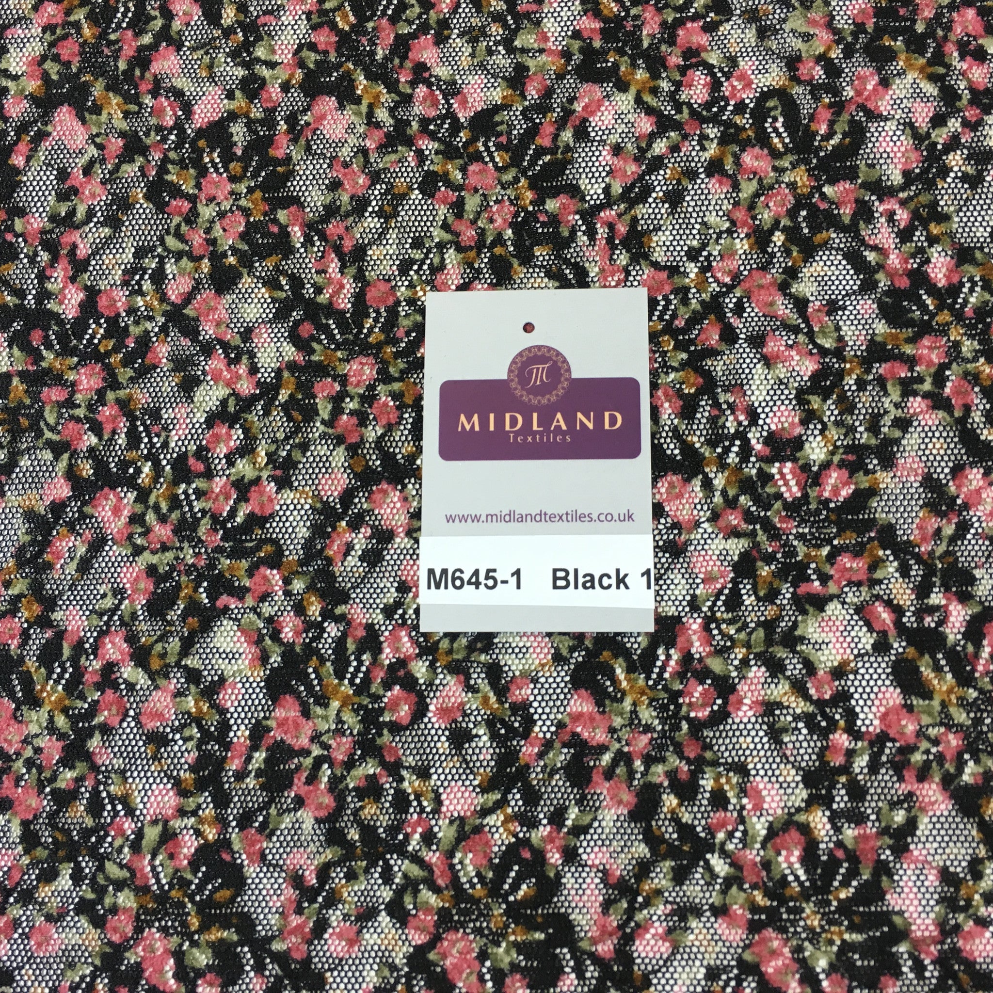 Vintage Ditsy Floral raschel stretch lace dress net fabric 55' Wide M645 Mtex - Midland Textiles & Fabric
