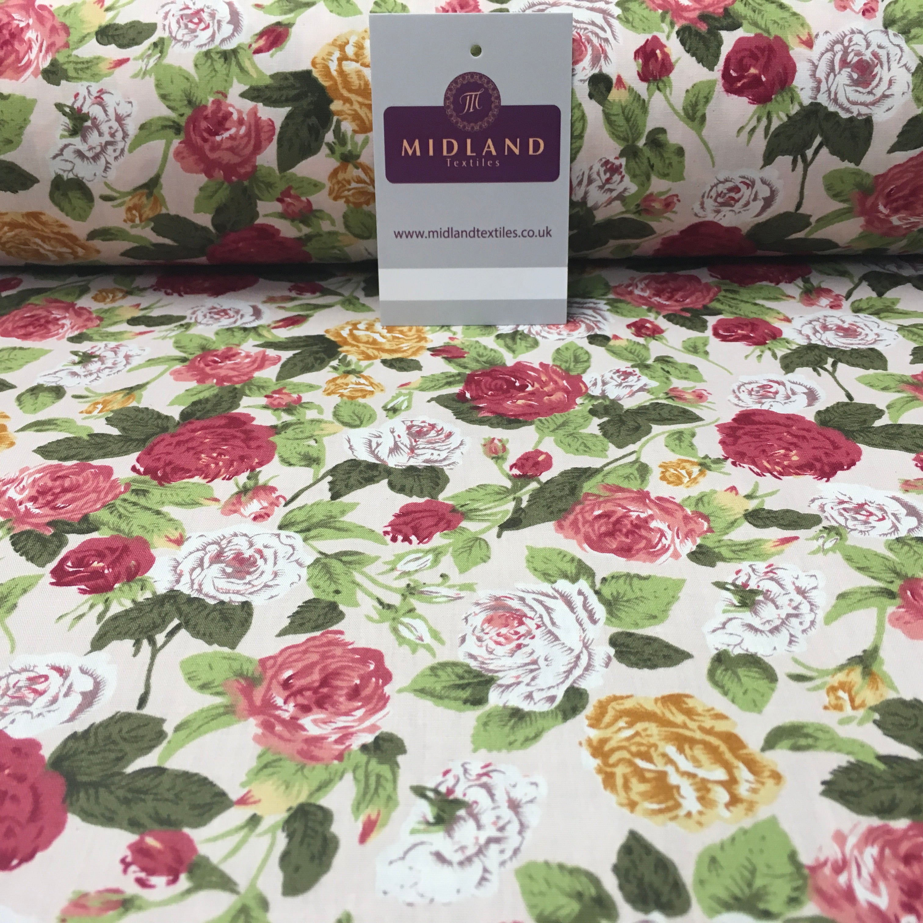 Floral Vintage Shabby Chic Printed 100% Cotton Fabric 58' Wide MA911 Mtex