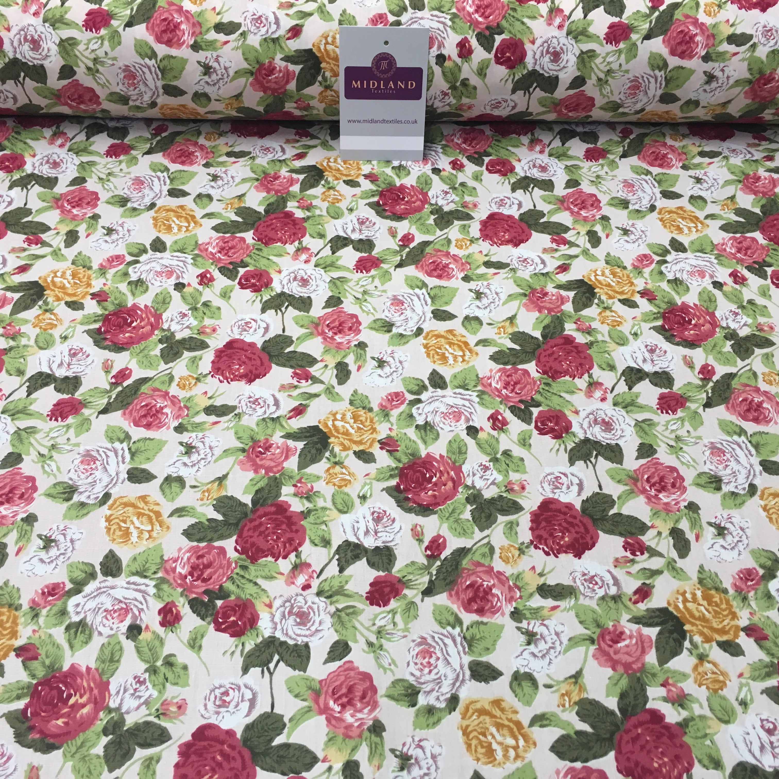 Floral Vintage Shabby Chic Printed 100% Cotton Fabric 58' Wide MA911 Mtex