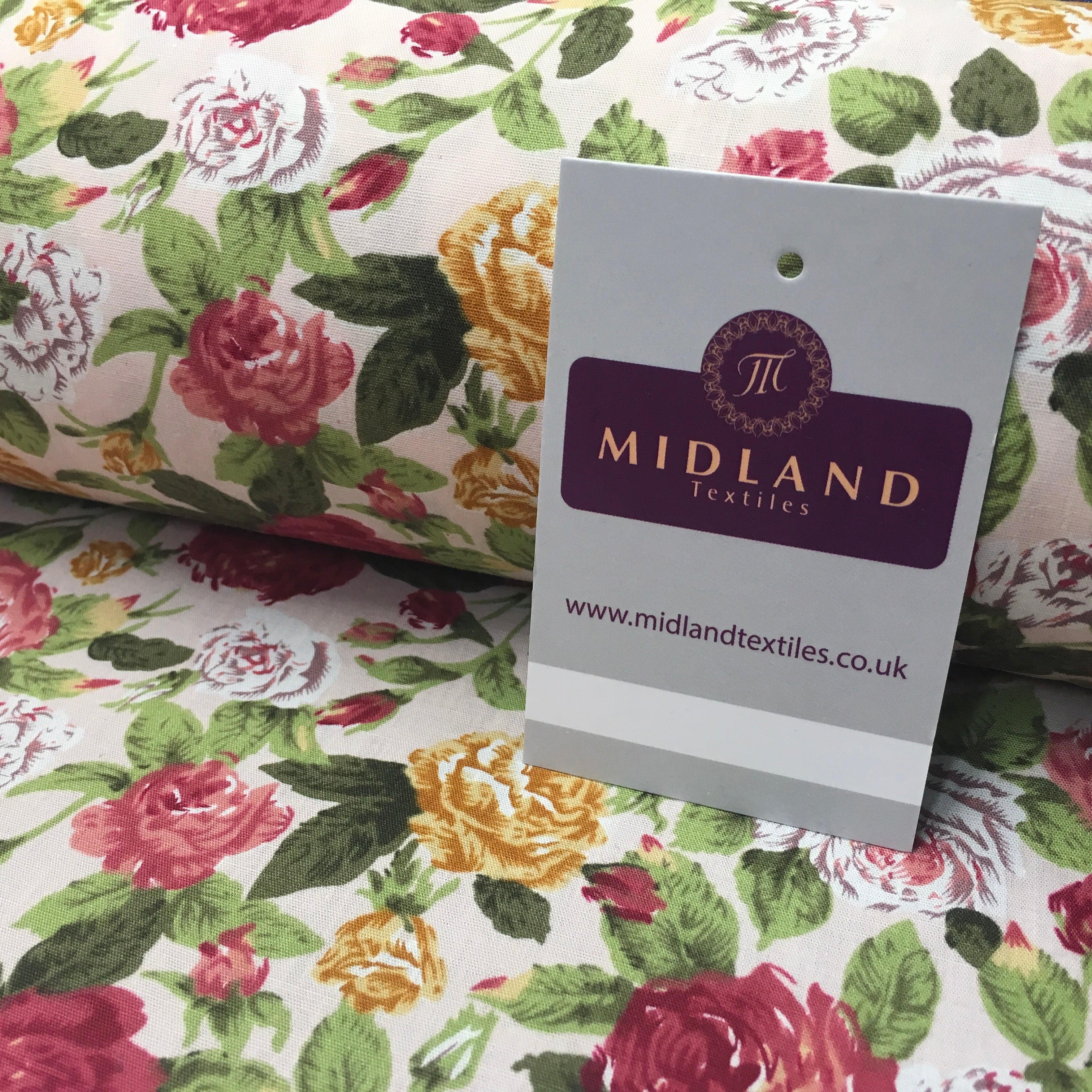 Floral Vintage Shabby Chic Printed 100% Cotton Fabric 58' Wide MA911 Mtex