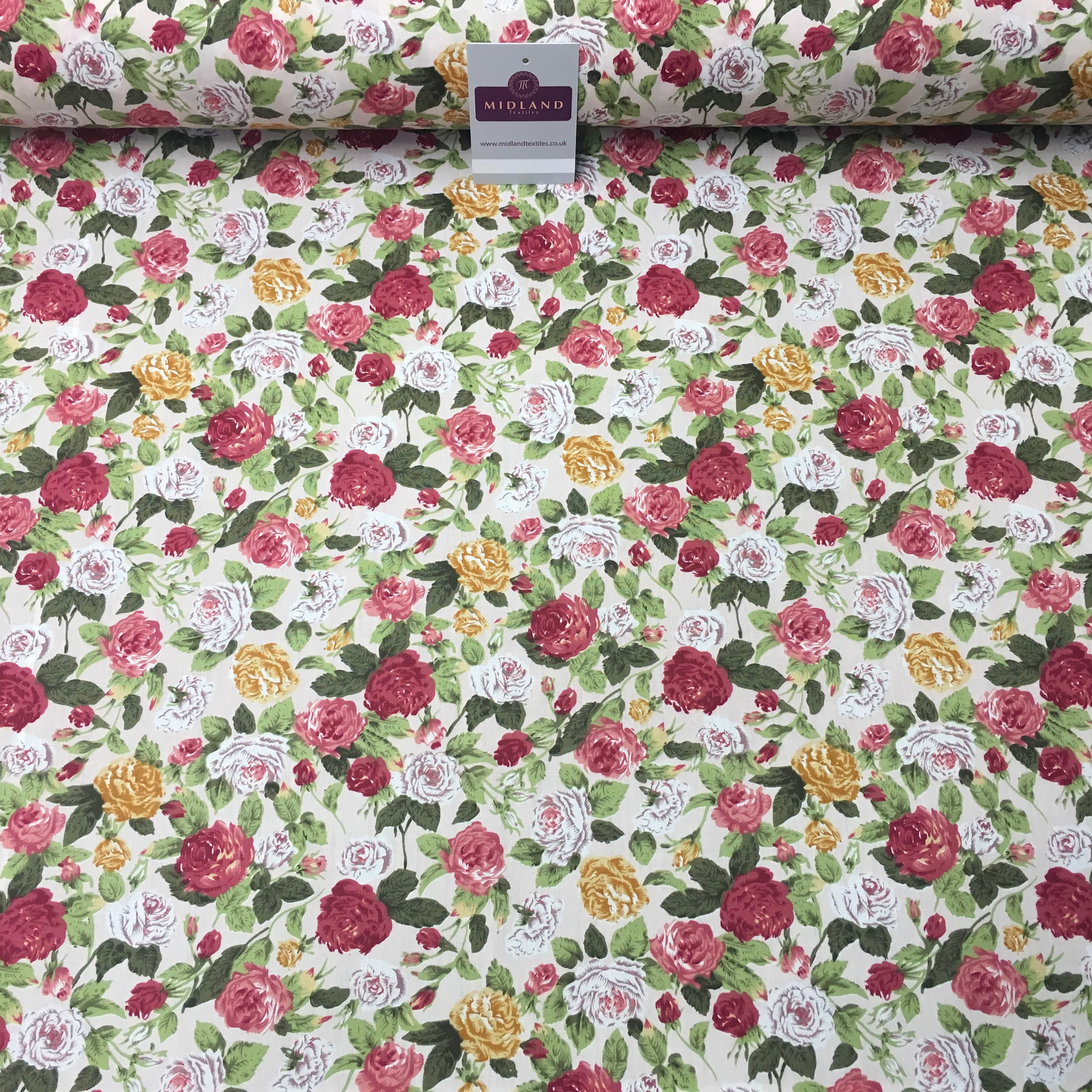 Floral Vintage Shabby Chic Printed 100% Cotton Fabric 58' Wide MA911 Mtex