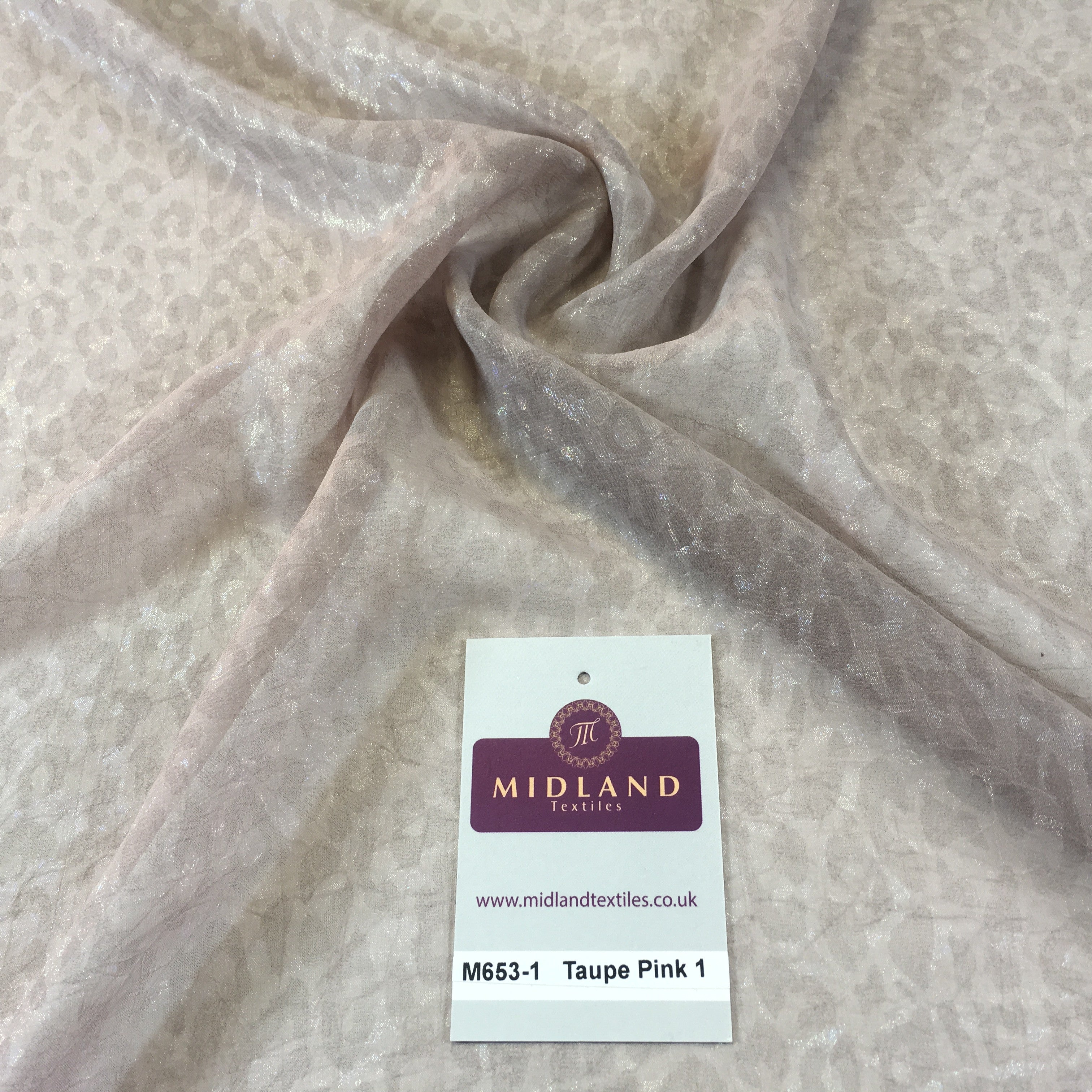 Lightweight Leopard Shimmer Chiffon Dress, scarf Fabric 58' wide M653 - Midland Textiles & Fabric