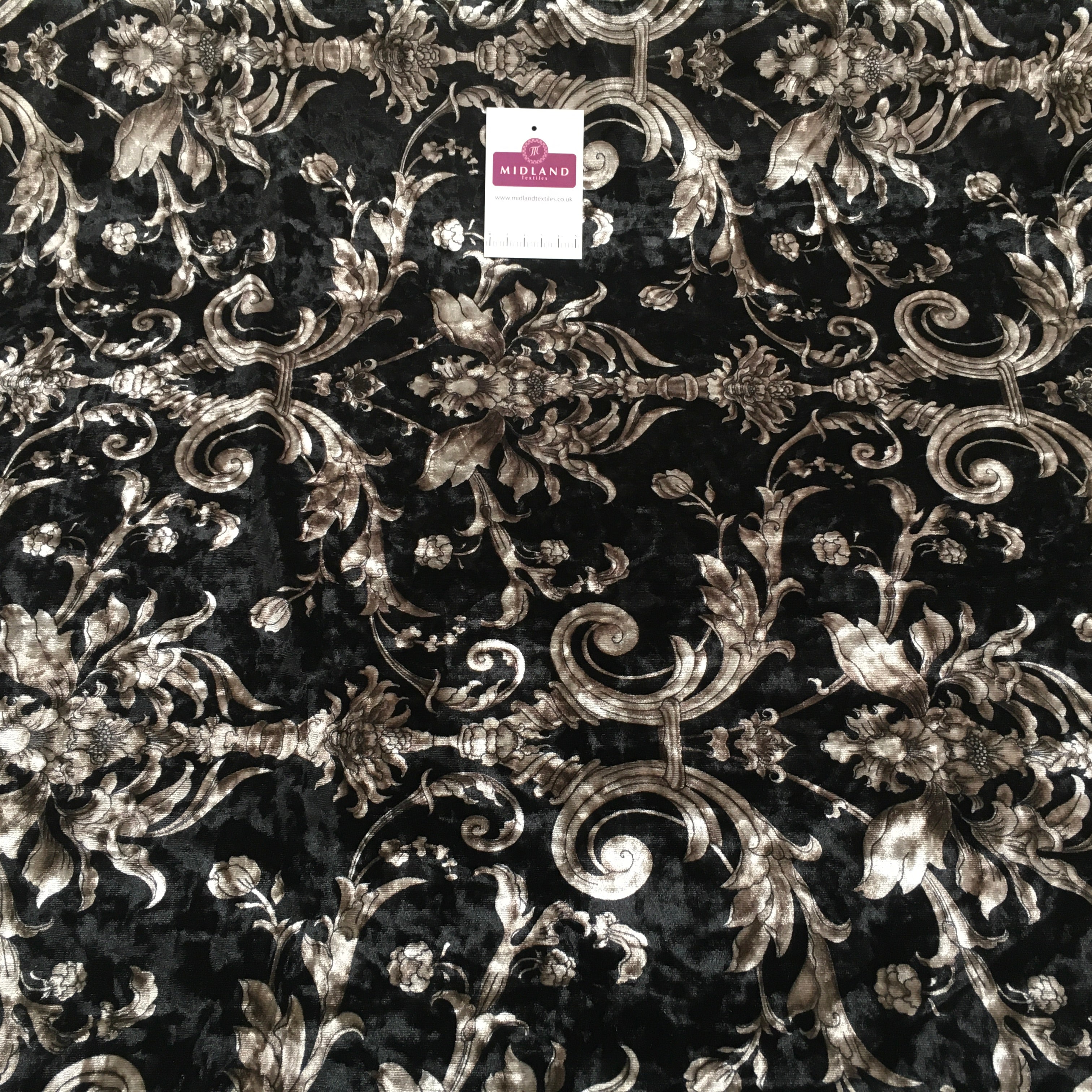 Vintage Floral Velvet Velour Stretch Printed dress fabric MA1430 Mtex