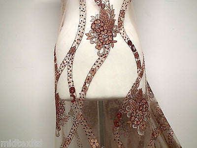 EMBROIDERY SCALLOPED FLORAL TULLE NET LACE BRIDAL DRESS FABRIC M231 - Midland Textiles & Fabric