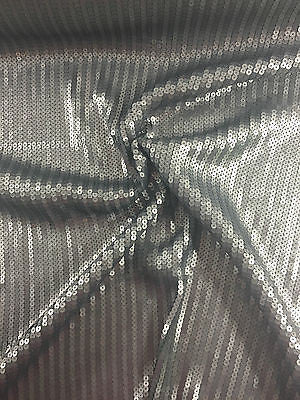 Steel Grey Sew On vertical sequins Dress Fabric 58' Inches Wide M82 Mtex - Midland Textiles & Fabric