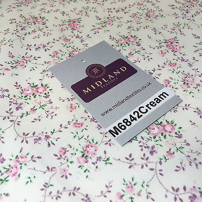 Floral Vintage shabby chic rose 100% Cotton Poplin Craft Fabric 58' M684 - Midland Textiles & Fabric