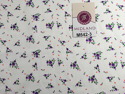 Ditsy Floral Printed on white Super Soft Polycotton Fabric 45