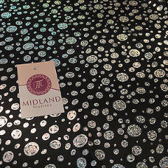 Silver Hologram Circle print Computer Foil Printed Fabric M7-1 Mtex - Midland Textiles & Fabric