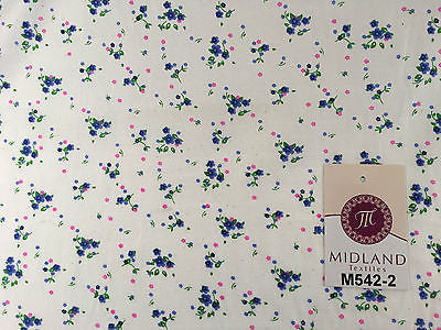 Ditsy Floral Printed on white Super Soft Polycotton Fabric 45