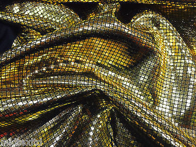 SHIMMER LAME FOIL FABRIC ON BLACK JERCEY STRETCHY WITH CHECK EFFECT 60