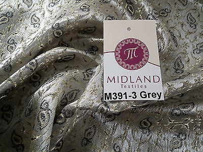 Indian Embroided Floral Metallic Banarsi Brocade Fabric 44' M391 Mtex - Midland Textiles & Fabric