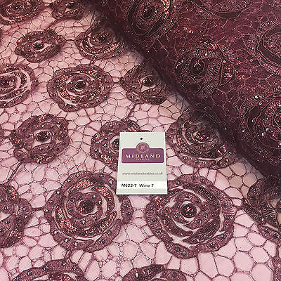 Vintage embellished Mesh net Double scalloped edging Dress Fabric 58' Wide M622 - Midland Textiles & Fabric