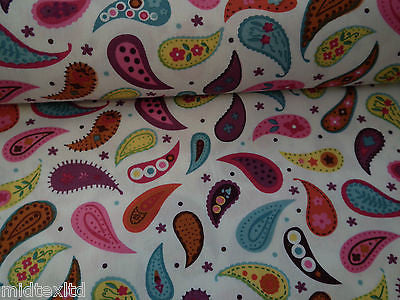 Paisley Print 100% Cotton Poplin Fabric, 45' Craft Cotton Wide M25 Mtex - Midland Textiles & Fabric