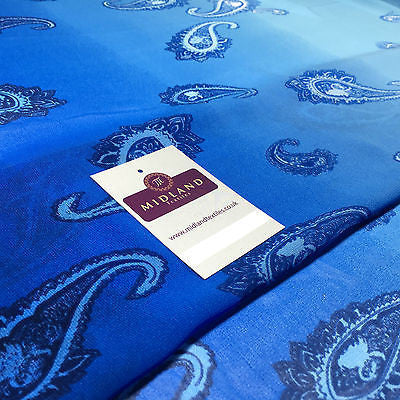 Blue paisley lightweight chiffon dress fabric, scarf 58