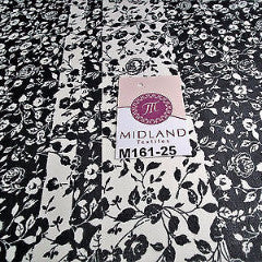 Black and white floral Vertical Striped Chiffon Fabric 44' wide M161-25 Mtex - Midland Textiles & Fabric