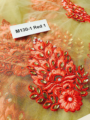 Indian Embellished Embroidered Gold Base Tulle net dress fabric 40" Wide M130 - Midland Textiles & Fabric